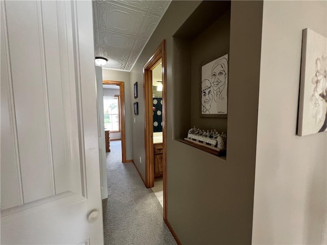938 S 17th St, Leavenworth, KS 66048 - hallway with an ornate ceiling and light carpet