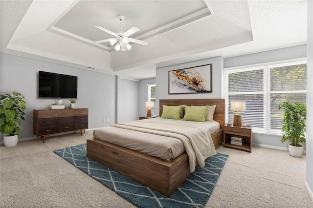 18970 W 115th Ter, Olathe, KS 66061 - bedroom featuring a raised ceiling, carpet floors, and ceiling fan