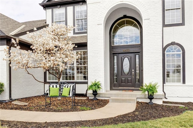 14600 Reinhardt Ln, Leawood, KS 66224 - view of exterior entry with brick siding