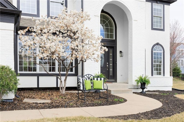 14600 Reinhardt Ln, Leawood, KS 66224 - doorway to property featuring brick siding