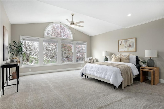 14600 Reinhardt Ln, Leawood, KS 66224 - bedroom with carpet floors, vaulted ceiling, and a ceiling fan