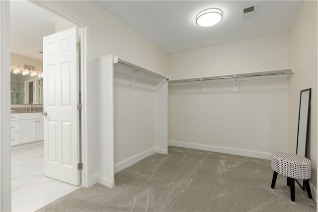 14600 Reinhardt Ln, Leawood, KS 66224 - walk in closet featuring a sink and carpet floors