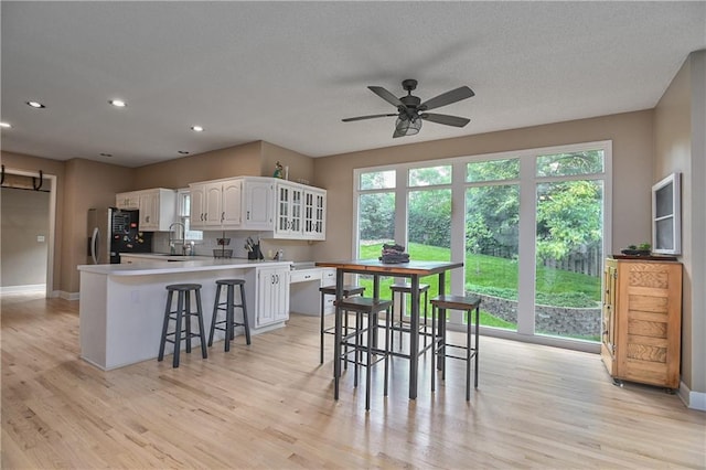 5303 Hallet St, Shawnee, KS 66216 - dining area featuring light wood-style floors, recessed lighting, and ceiling fan