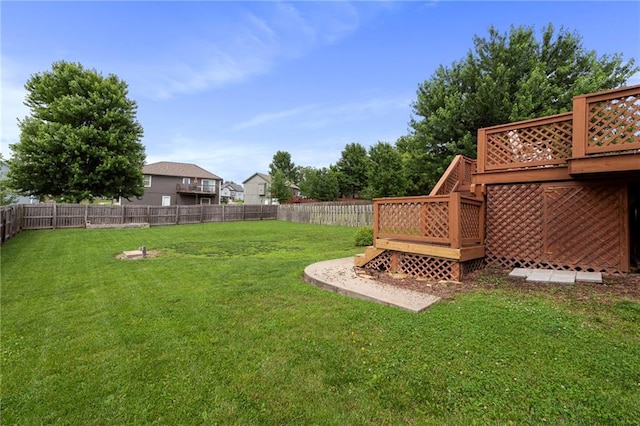 103 Bridgeport Dr, Smithville, MO 64089 - fenced backyard with a wooden deck