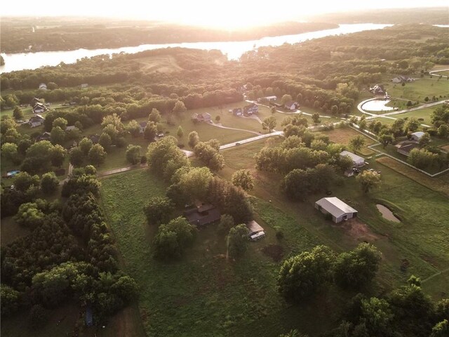 11001 S Perdue Rd, Grain Valley, MO 64029 - aerial view of property and surrounding area featuring a nearby body of water