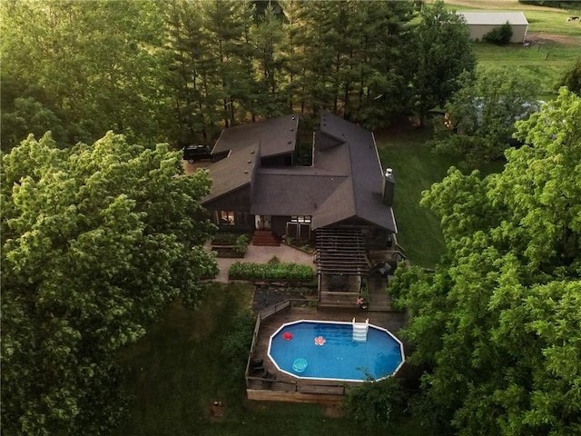 11001 S Perdue Rd, Grain Valley, MO 64029 - aerial view of property and surrounding area featuring a pool