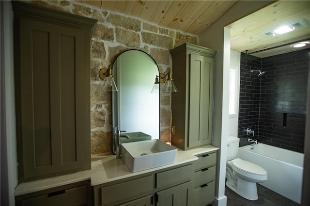 11001 S Perdue Rd, Grain Valley, MO 64029 - full bathroom featuring wooden ceiling, vanity, and bathing tub / shower combination