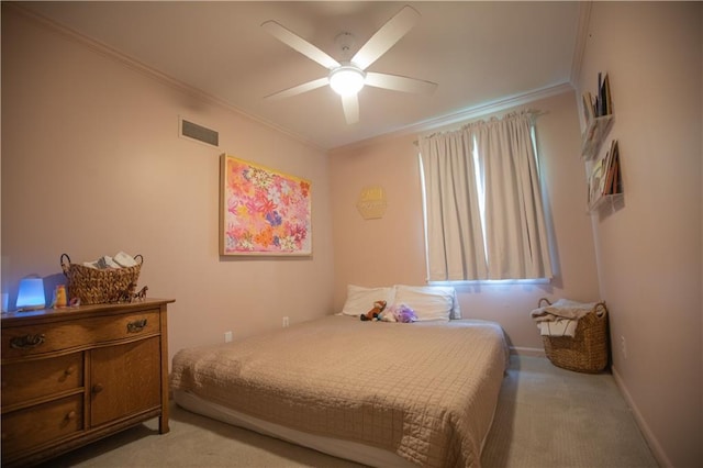 11001 S Perdue Rd, Grain Valley, MO 64029 - carpeted bedroom with crown molding and a ceiling fan