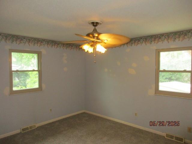 19005 E 18th Ter N, Independence, MO 64058 - carpeted empty room featuring healthy amount of natural light, ceiling fan, and baseboards