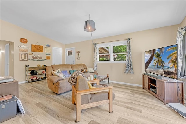1112 Anderson St, Warrensburg, MO 64093 - living room with light wood-style floors and vaulted ceiling