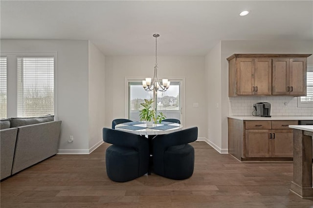 24840 W 178th Ct, Gardner, KS 66030 - dining room featuring dark wood-style floors, a chandelier, and recessed lighting
