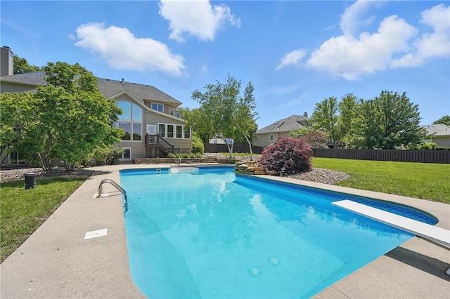 15340 Knox St, Overland Park, KS 66221 - view of swimming pool with a diving board and stairway