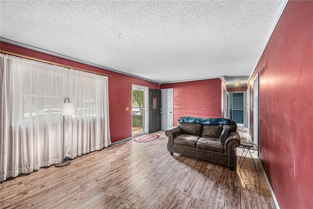 308 E Meadow St, Smithville, MO 64089 - living area featuring wood finished floors and a textured ceiling