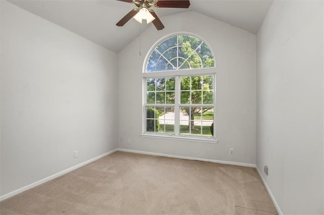1111 SW 13th St, Oak Grove, MO 64075 - unfurnished room with plenty of natural light, light colored carpet, a ceiling fan, and vaulted ceiling