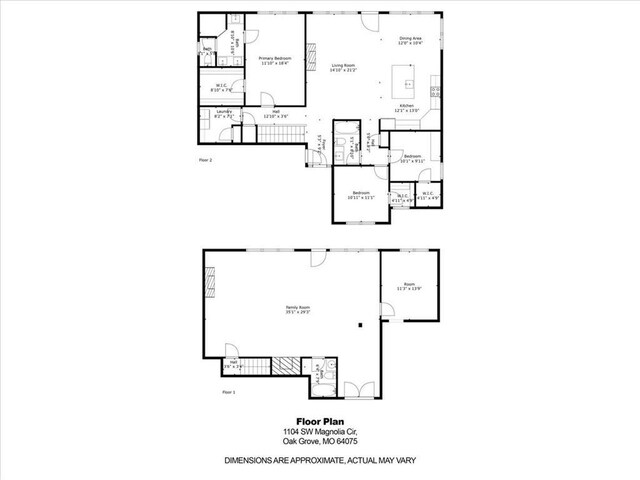 1104 SW Magnolia Cir, Oak Grove, MO 64075 - view of property floor plan