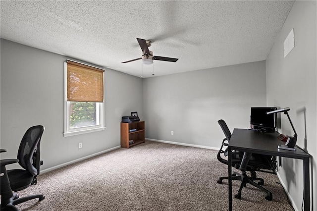 5011 Briar St, Roeland Park, KS 66205 - office featuring ceiling fan, carpet flooring, and a textured ceiling