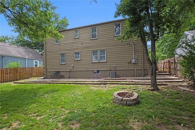 5011 Briar St, Roeland Park, KS 66205 - back of property with an outdoor fire pit and a fenced backyard