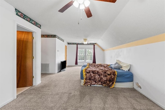 402 Fifth St, Smithville, MO 64089 - carpeted bedroom featuring vaulted ceiling and a ceiling fan