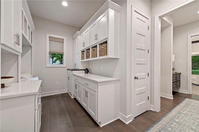 11807 S Kenton St, Olathe, KS 66061 - laundry area featuring dark wood finished floors and recessed lighting