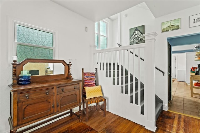 111 E Ruby Ave, Independence, MO 64050 - stairway with hardwood / wood-style flooring