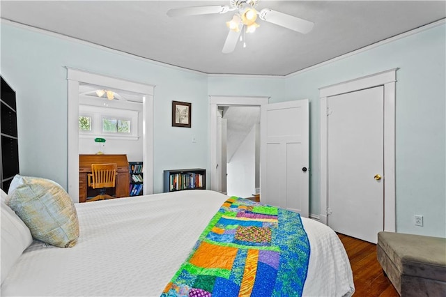 111 E Ruby Ave, Independence, MO 64050 - bedroom featuring dark wood-style floors and a ceiling fan