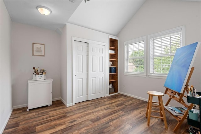 2433 Post Oak Rd, Olathe, KS 66061 - sitting room featuring wood finished floors and vaulted ceiling