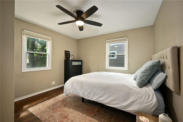 6217 Glenwood St, Mission, KS 66202 - bedroom with dark wood-style flooring and ceiling fan