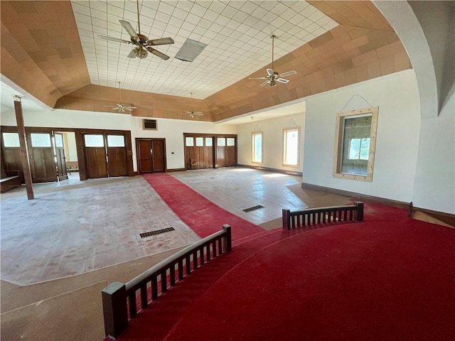 130 W 2nd St, Clearmont, MO 64431 - misc room featuring a ceiling fan, carpet floors, and lofted ceiling