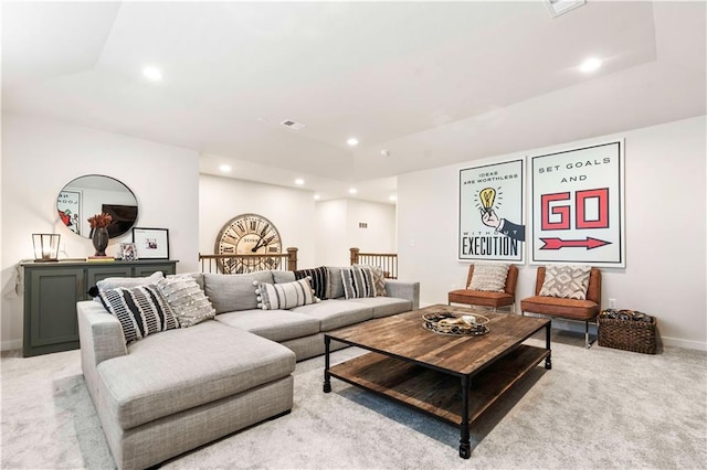 11594 S Zarda Dr, Olathe, KS 66061 - living area featuring light carpet and recessed lighting