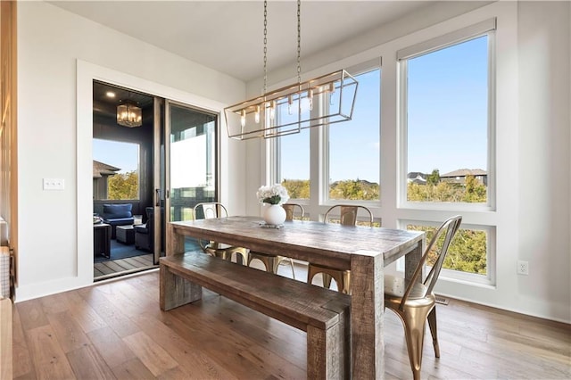 11594 S Zarda Dr, Olathe, KS 66061 - dining space featuring wood-type flooring, plenty of natural light, and a chandelier