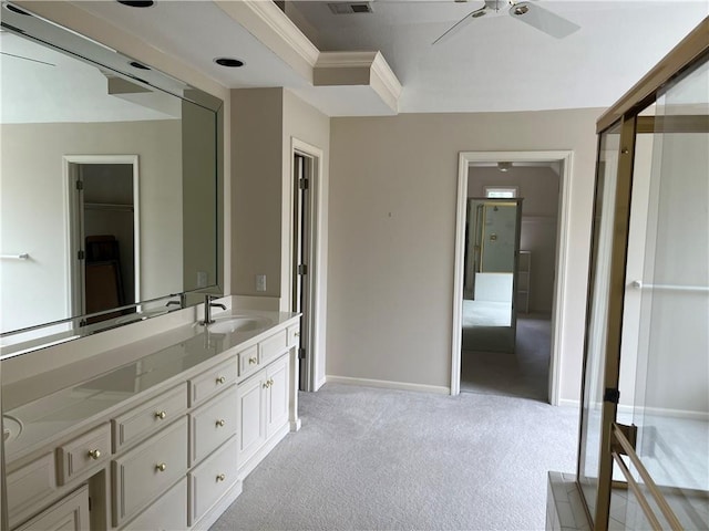 13108 Windsor Cir, Leawood, KS 66209 - bathroom featuring a ceiling fan and vanity