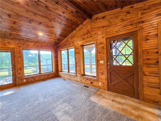 2359 Gp Rd, Ks, KS 66850 - foyer with wooden ceiling, wood walls, and tile patterned flooring