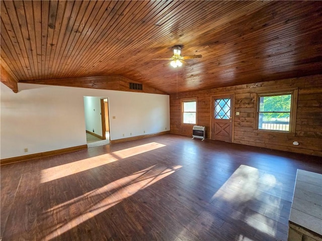 2359 Gp Rd, Ks, KS 66850 - empty room with wooden ceiling, vaulted ceiling, wood finished floors, ceiling fan, and plenty of natural light