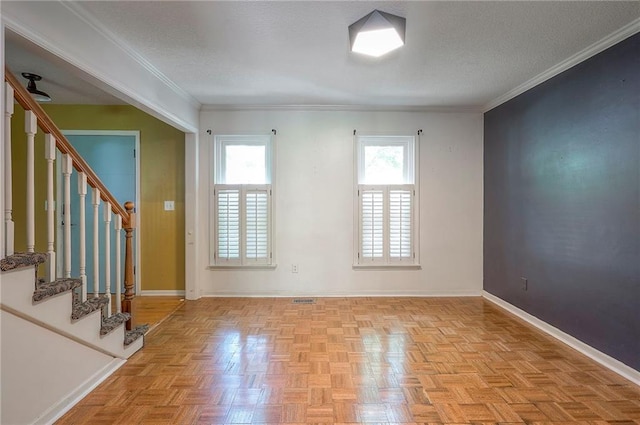 9705 N Virginia Ave, Kansas City, MO 64155 - unfurnished room featuring stairway and crown molding