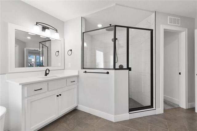 3113 SW Arboridge Dr, Lees Summit, MO 64081 - bathroom with vanity, a stall shower, and tile patterned floors