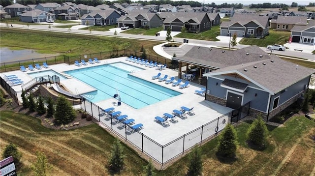 3113 SW Arboridge Dr, Lees Summit, MO 64081 - aerial perspective of suburban area with a pool