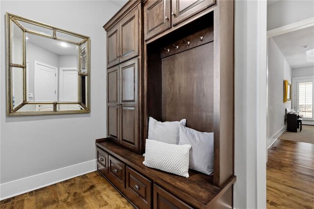 14713 Ash St, Leawood, KS 66224 - mudroom featuring dark wood-style floors