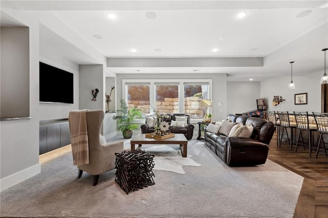 14713 Ash St, Leawood, KS 66224 - living room with baseboards and recessed lighting