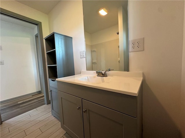 1915 W 5th St, Sedalia, MO 65301 - bathroom with wood finished floors and vanity