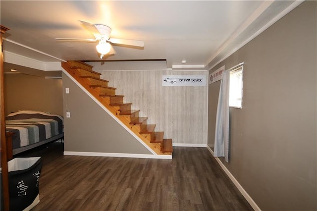 1429 S 6th St, Atchison, KS 66002 - stairway with wood finished floors and a ceiling fan