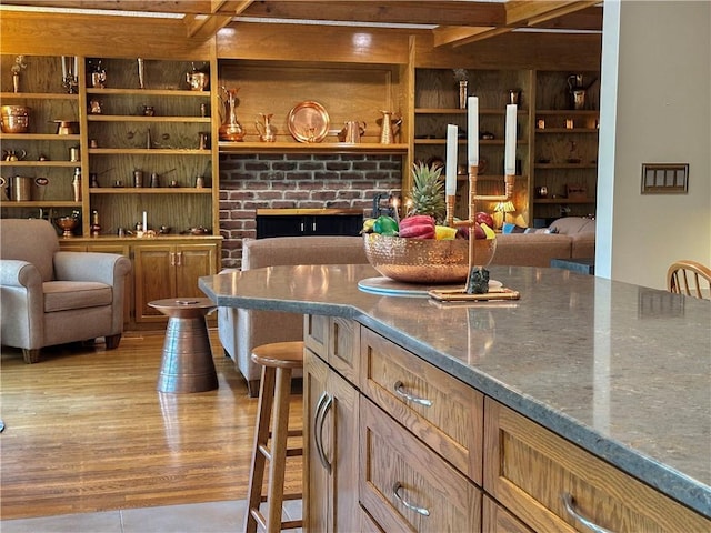 4117 NE Edgewater Ct, Lees Summit, MO 64064 - kitchen with open floor plan and a fireplace