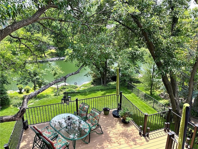 4117 NE Edgewater Ct, Lees Summit, MO 64064 - deck with a water view and a lawn