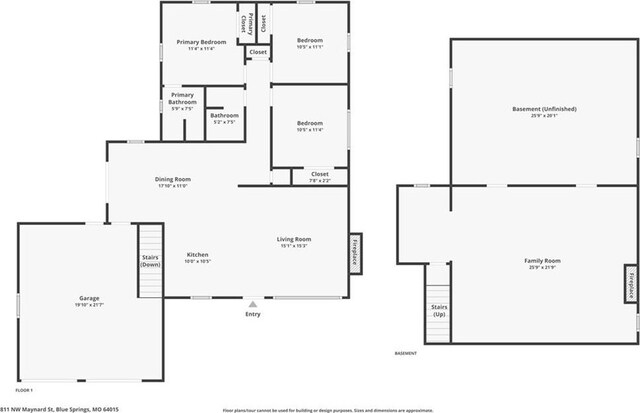 811 NW Maynard St, Blue Springs, MO 64015 - view of floor plan / room layout