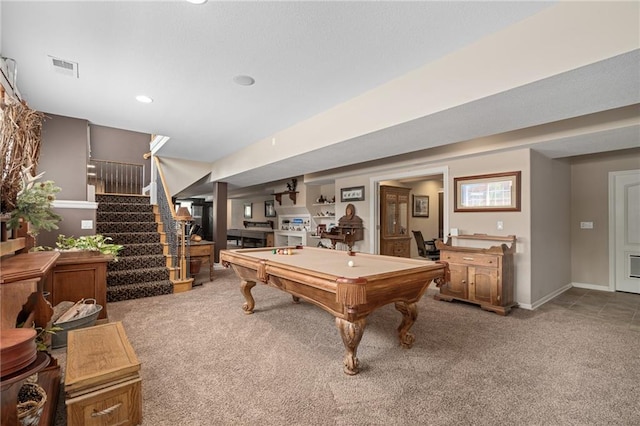 4148 SE Paddock Dr, Lees Summit, MO 64082 - game room with pool table, carpet flooring, bar area, and recessed lighting