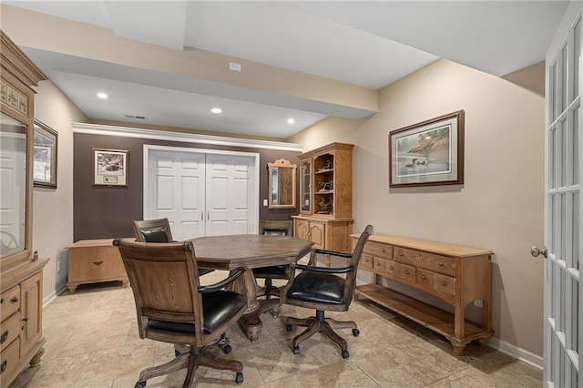 4148 SE Paddock Dr, Lees Summit, MO 64082 - office with recessed lighting and light stone finish floors