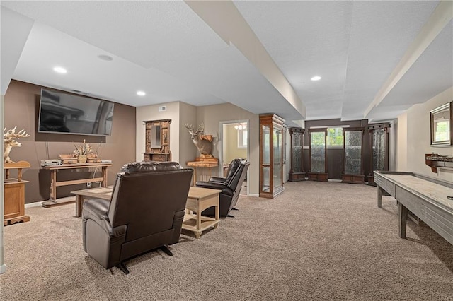 4148 SE Paddock Dr, Lees Summit, MO 64082 - living room featuring light carpet, recessed lighting, and healthy amount of natural light