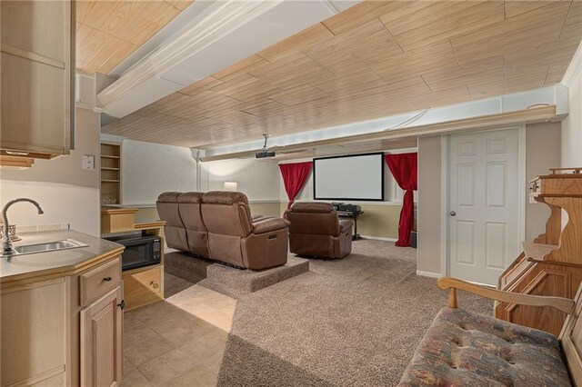 4148 SE Paddock Dr, Lees Summit, MO 64082 - cinema room featuring a sink and wooden ceiling