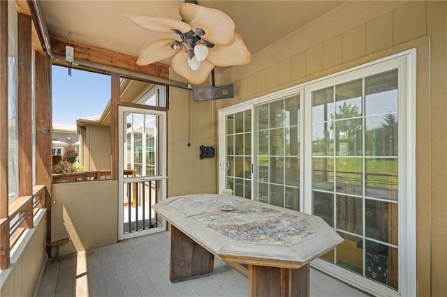 4148 SE Paddock Dr, Lees Summit, MO 64082 - sunroom featuring ceiling fan and wood-type flooring