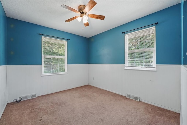304 SE Moore St, Blue Springs, MO 64014 - unfurnished room with a wainscoted wall, healthy amount of natural light, ceiling fan, and carpet floors