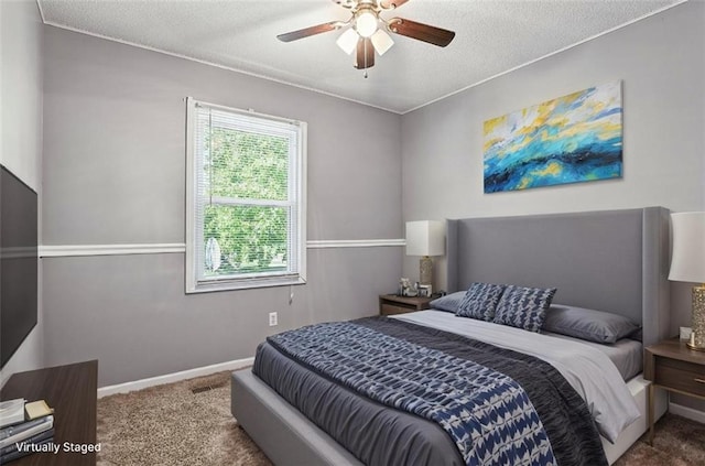 2541 NE Dale Hunter Ln, Lees Summit, MO 64086 - carpeted bedroom featuring a textured ceiling and ceiling fan